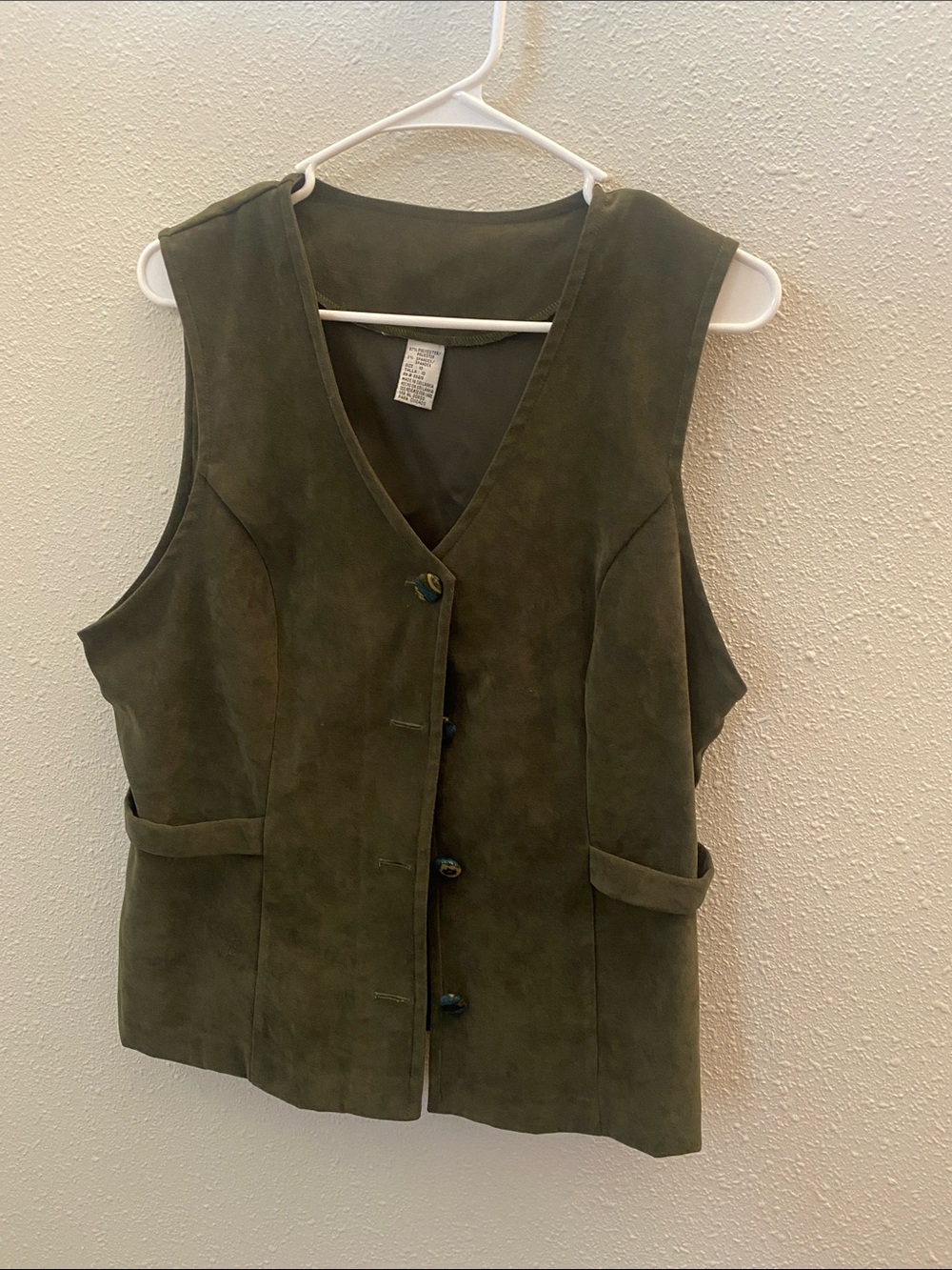 Olive Green Suede Button-Front Vest - Women